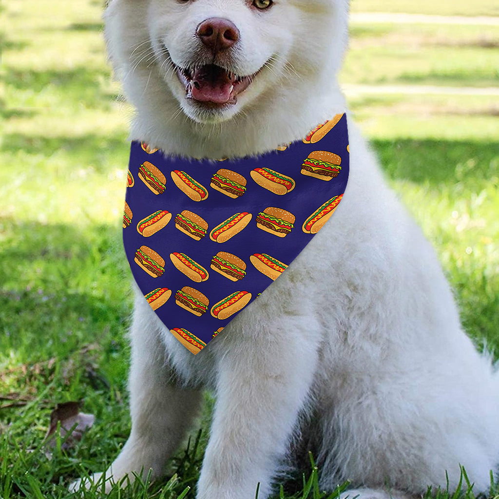 Hot Dog And Hamburger Pattern Print Over The Collar Dog Bandana