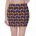 Hot Dog And Hamburger Pattern Print Pencil Mini Skirt
