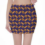 Hot Dog And Hamburger Pattern Print Pencil Mini Skirt