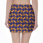 Hot Dog And Hamburger Pattern Print Pencil Mini Skirt