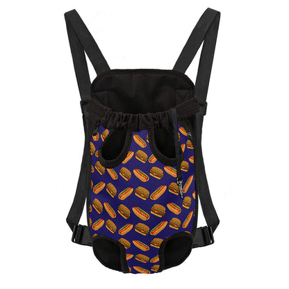 Hot Dog And Hamburger Pattern Print Pet Carrier Backpack