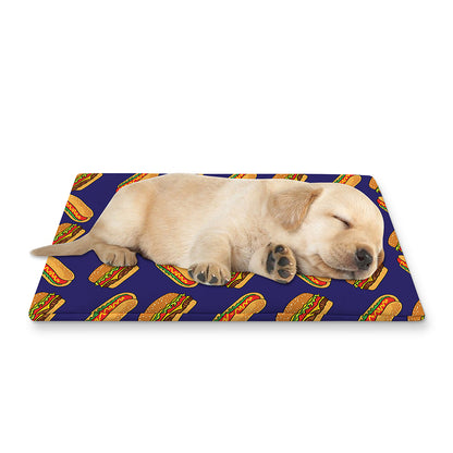 Hot Dog And Hamburger Pattern Print Pet Cooling Mat Cover