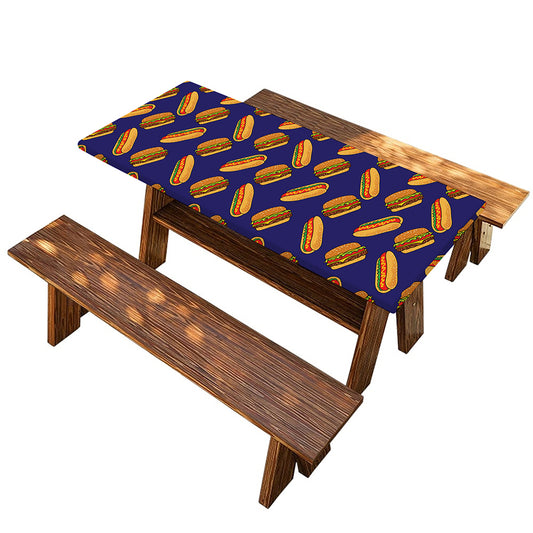 Hot Dog And Hamburger Pattern Print Picnic Table Cover