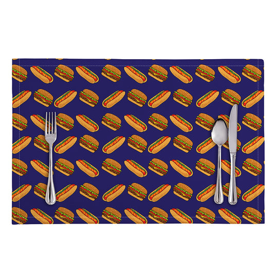 Hot Dog And Hamburger Pattern Print Placemat