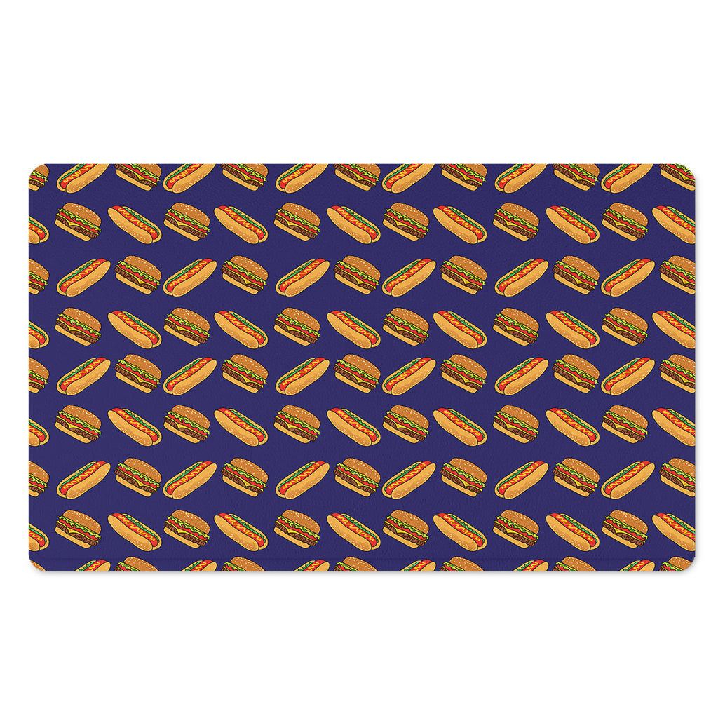 Hot Dog And Hamburger Pattern Print Polyester Doormat
