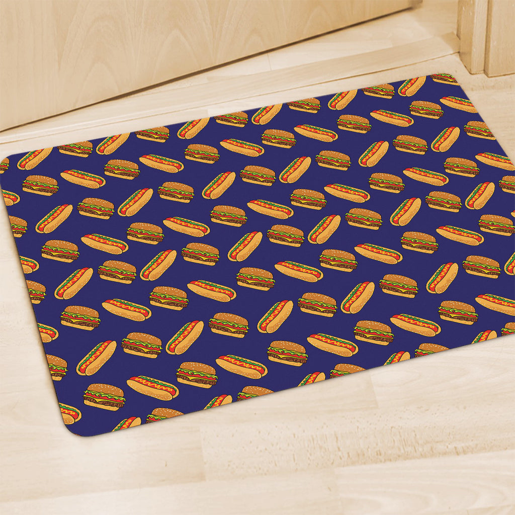 Hot Dog And Hamburger Pattern Print Polyester Doormat
