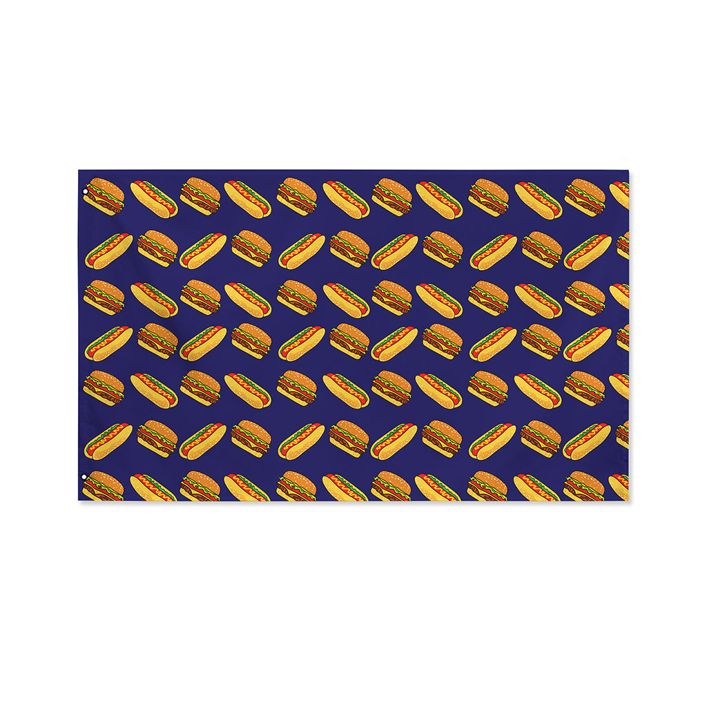Hot Dog And Hamburger Pattern Print Polyester Flag