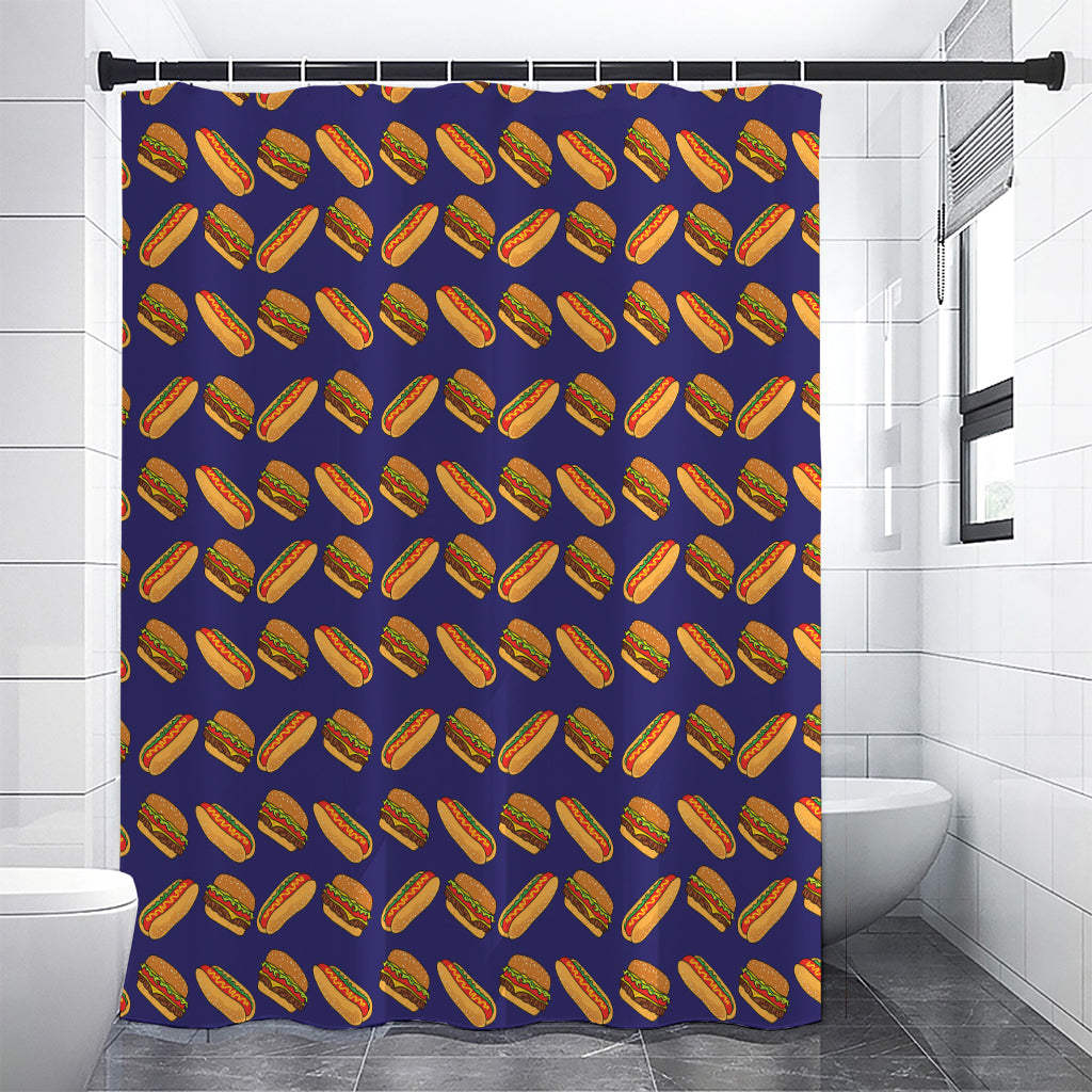 Hot Dog And Hamburger Pattern Print Premium Shower Curtain