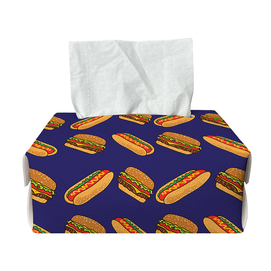 Hot Dog And Hamburger Pattern Print Rectangle Tissue Box Cover