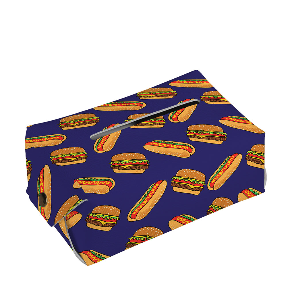 Hot Dog And Hamburger Pattern Print Rectangle Tissue Box Cover