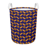 Hot Dog And Hamburger Pattern Print Round Laundry Basket