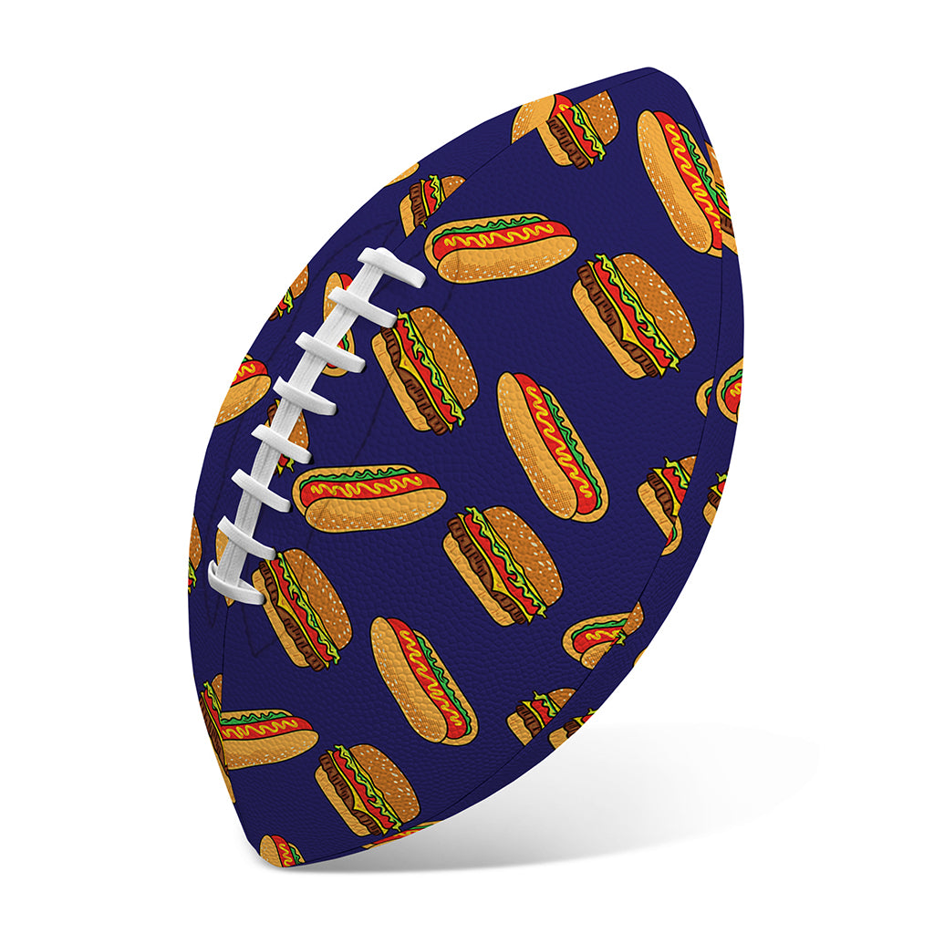 Hot Dog And Hamburger Pattern Print Rugby Ball