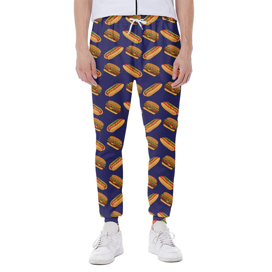 Hot Dog And Hamburger Pattern Print Scuba Joggers