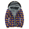 Hot Dog And Hamburger Pattern Print Sherpa Lined Zip Up Hoodie
