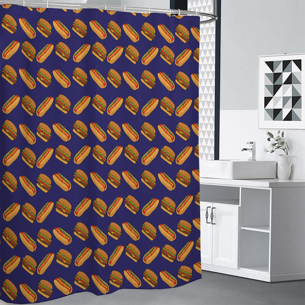 Hot Dog And Hamburger Pattern Print Shower Curtain