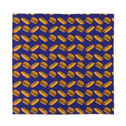Hot Dog And Hamburger Pattern Print Silk Bandana