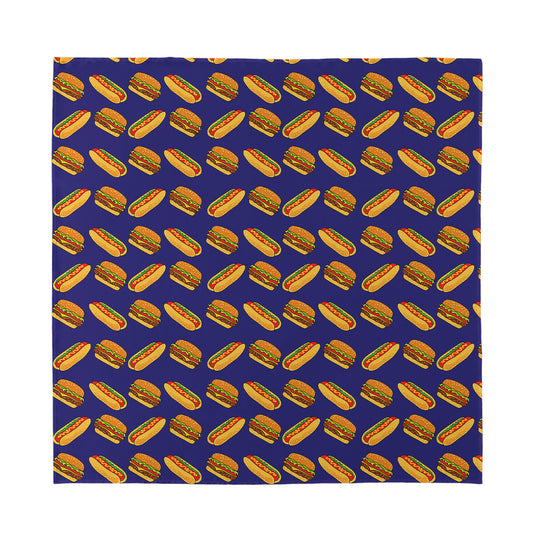 Hot Dog And Hamburger Pattern Print Silk Bandana
