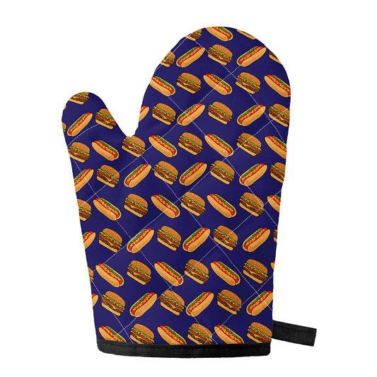 Hot Dog And Hamburger Pattern Print Single Oven Mitt