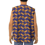 Hot Dog And Hamburger Pattern Print Sleeveless Baseball Jersey
