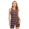 Hot Dog And Hamburger Pattern Print Sleeveless One Piece Swimsuit