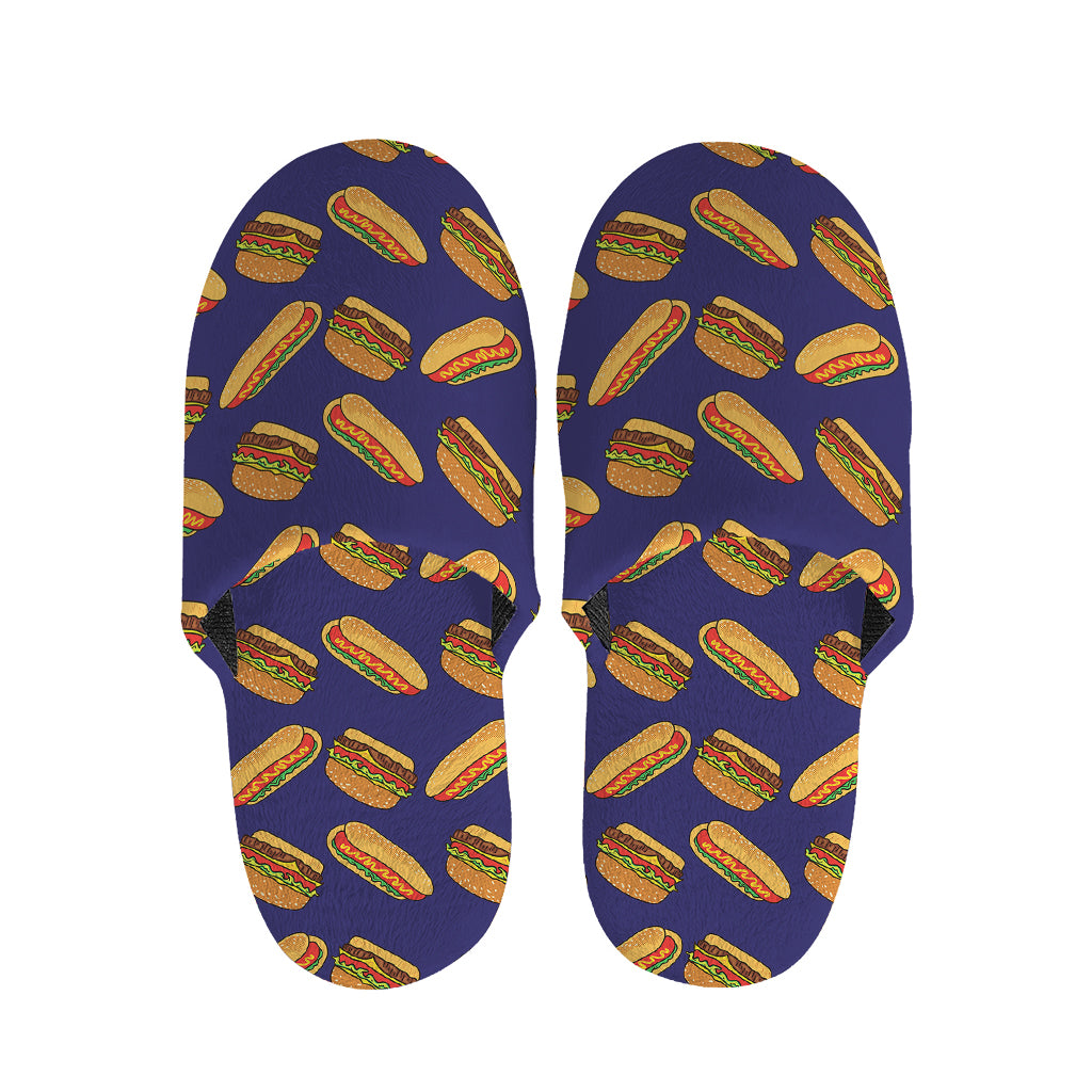 Hot Dog And Hamburger Pattern Print Slippers