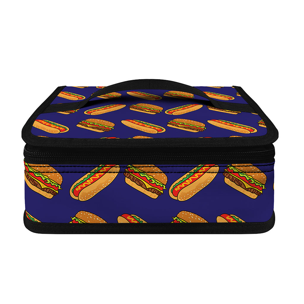 Hot Dog And Hamburger Pattern Print Small Lunch Bag