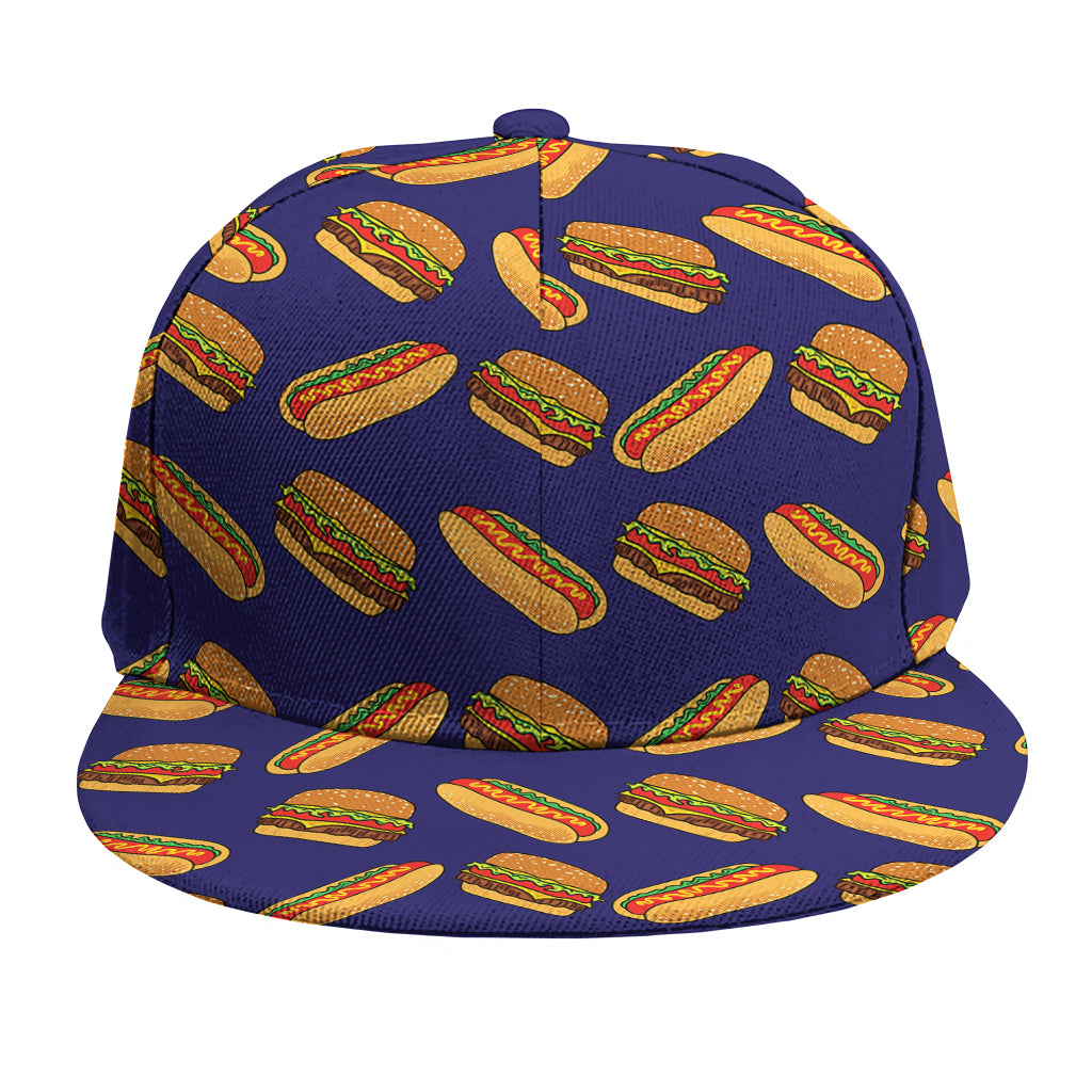 Hot Dog And Hamburger Pattern Print Snapback Cap