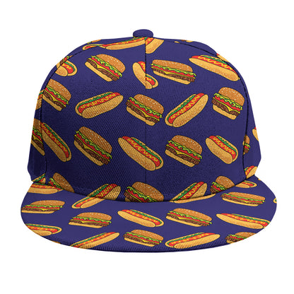 Hot Dog And Hamburger Pattern Print Snapback Cap