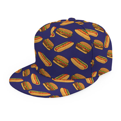 Hot Dog And Hamburger Pattern Print Snapback Cap