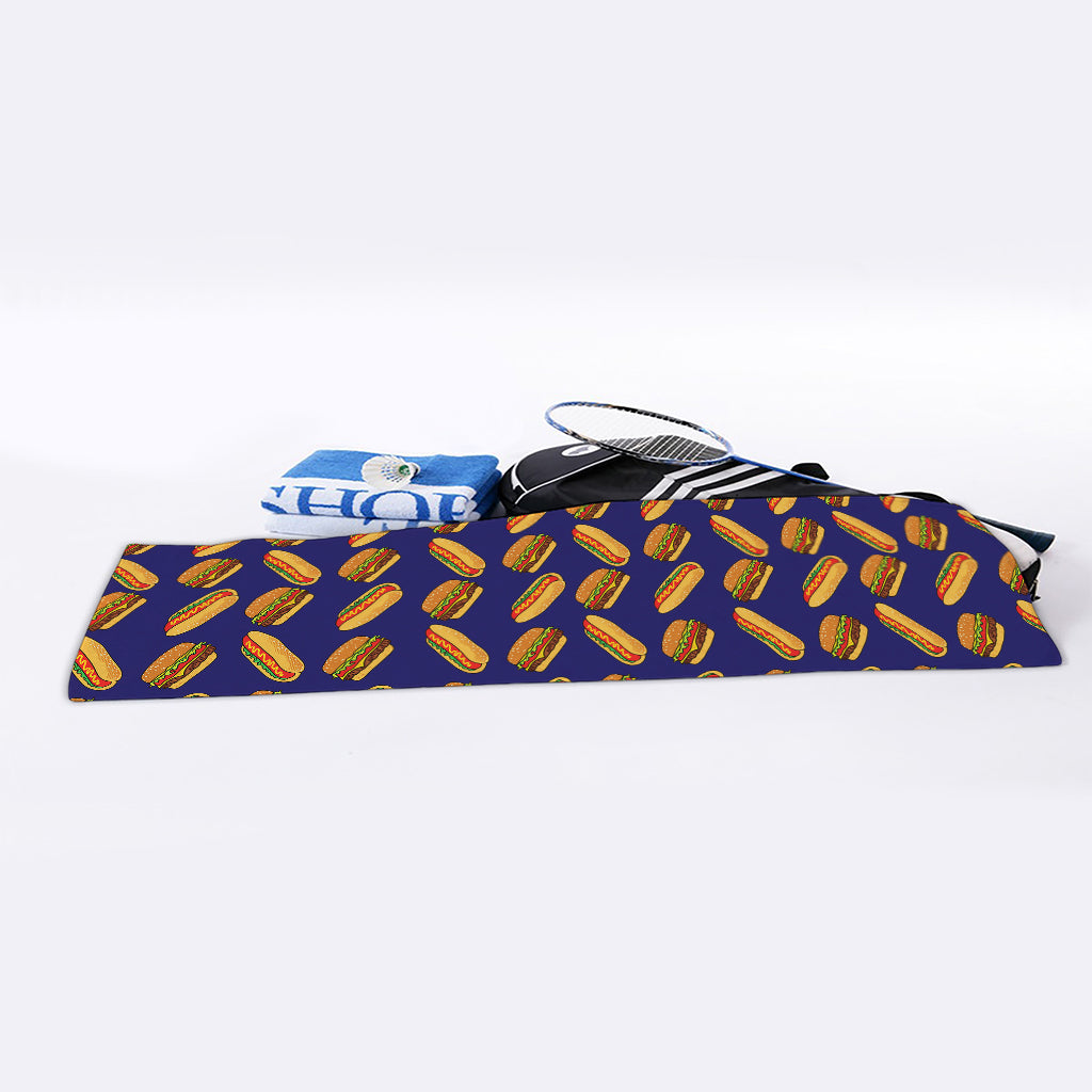 Hot Dog And Hamburger Pattern Print Sports Towel