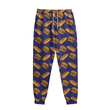 Hot Dog And Hamburger Pattern Print Sweatpants
