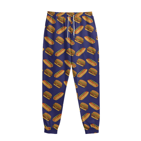 Hot Dog And Hamburger Pattern Print Sweatpants