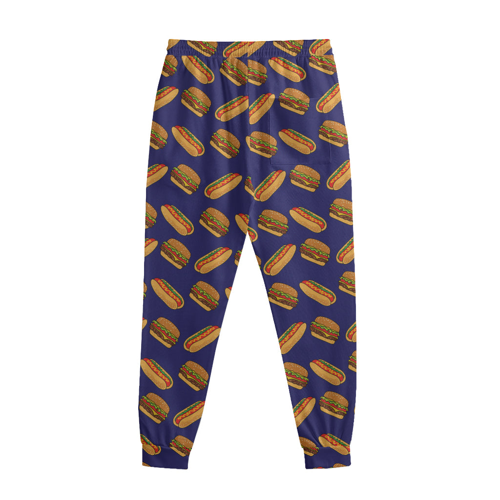 Hot Dog And Hamburger Pattern Print Sweatpants