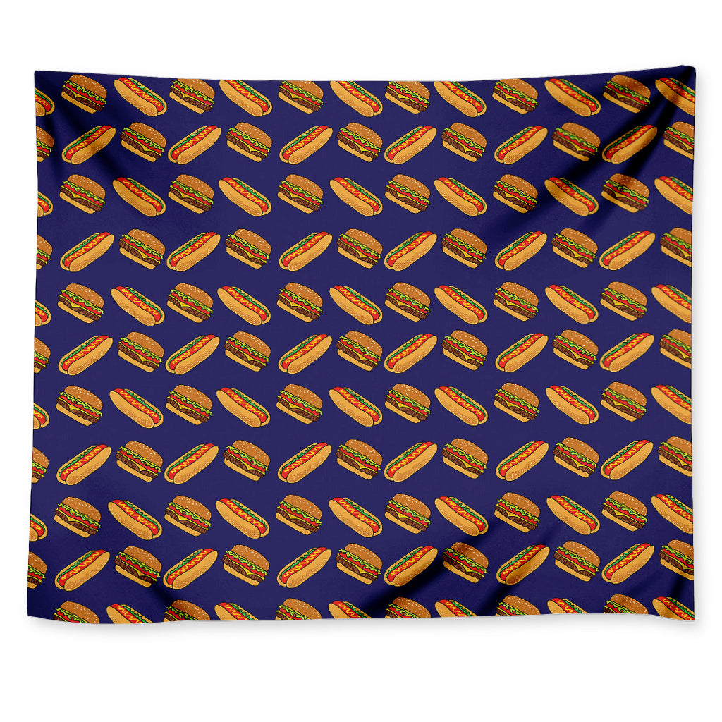 Hot Dog And Hamburger Pattern Print Tapestry