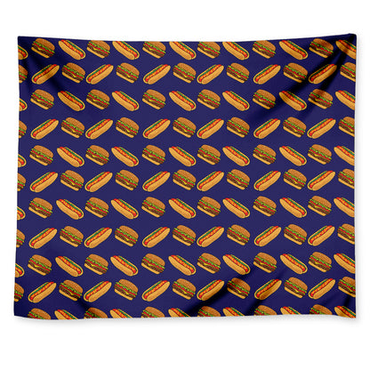Hot Dog And Hamburger Pattern Print Tapestry