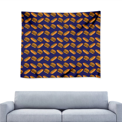 Hot Dog And Hamburger Pattern Print Tapestry