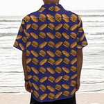 Hot Dog And Hamburger Pattern Print Textured Short Sleeve Shirt