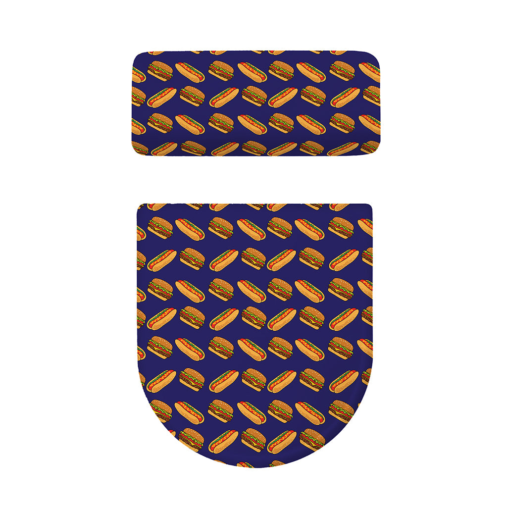 Hot Dog And Hamburger Pattern Print Toilet Lid And Tank Cover Set