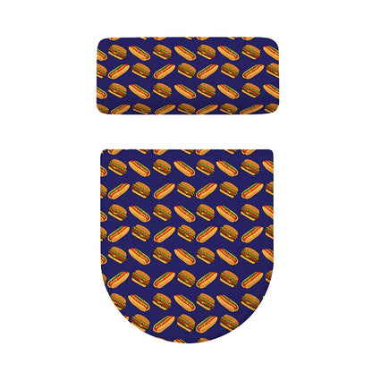 Hot Dog And Hamburger Pattern Print Toilet Lid And Tank Cover Set