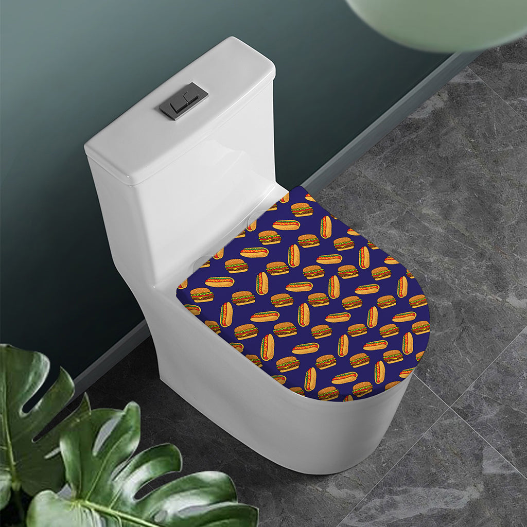 Hot Dog And Hamburger Pattern Print Toilet Lid Cover