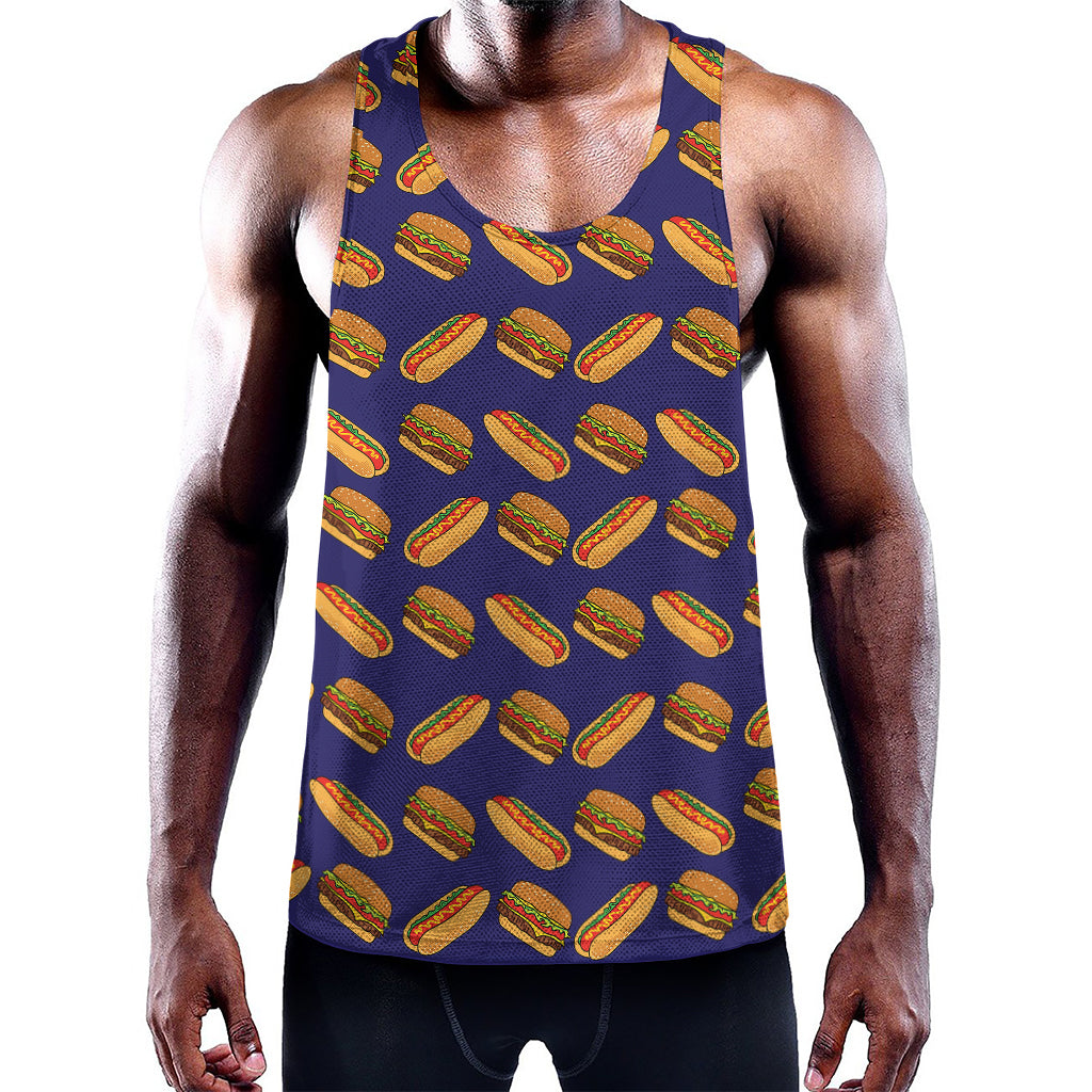 Hot Dog And Hamburger Pattern Print Training Tank Top