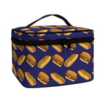 Hot Dog And Hamburger Pattern Print Travel Makeup Bag