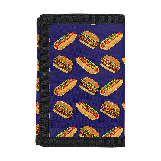Hot Dog And Hamburger Pattern Print Trifold Wallet