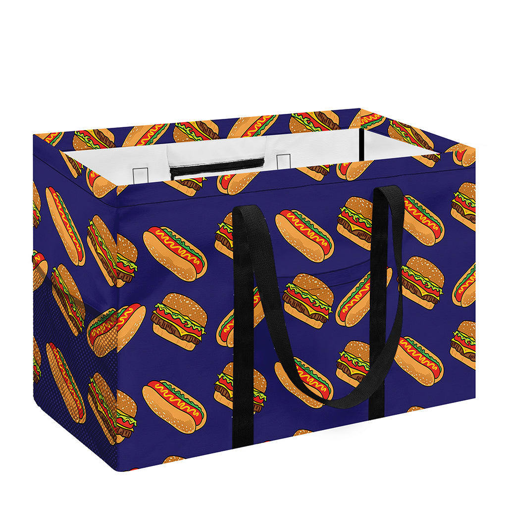 Hot Dog And Hamburger Pattern Print Utility Tote Bag