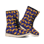 Hot Dog And Hamburger Pattern Print Winter Boots