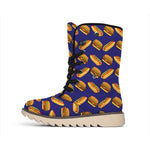 Hot Dog And Hamburger Pattern Print Winter Boots