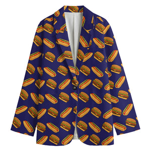 Hot Dog And Hamburger Pattern Print Women's Blazer