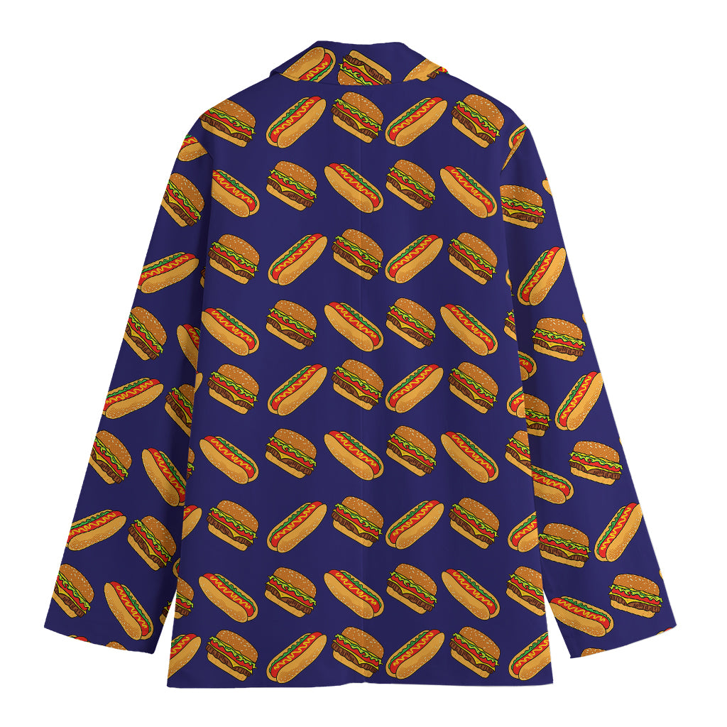 Hot Dog And Hamburger Pattern Print Women's Blazer