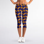 Hot Dog And Hamburger Pattern Print Women's Capri Leggings