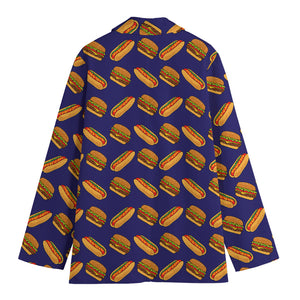 Hot Dog And Hamburger Pattern Print Women's Cotton Blazer